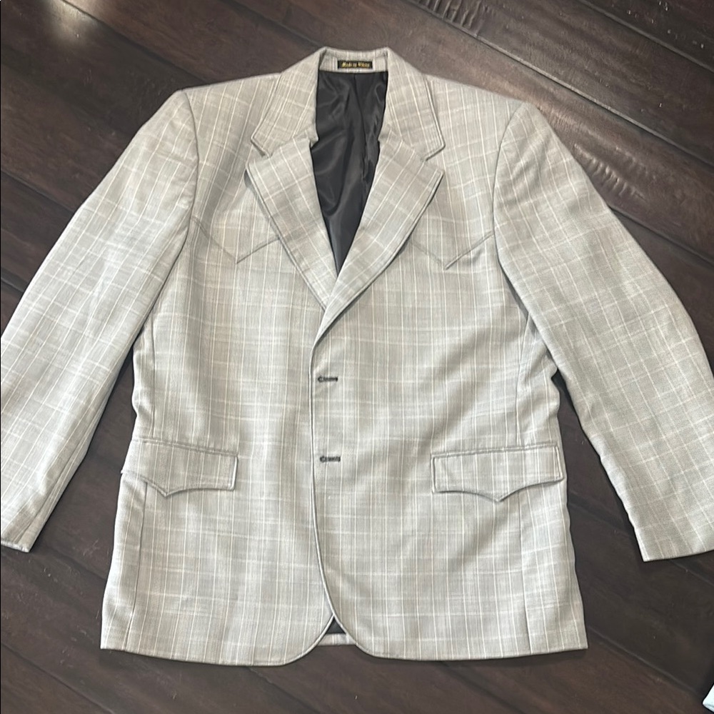 Gray Pea Coat with Subtle Pattern and Notched Lapel